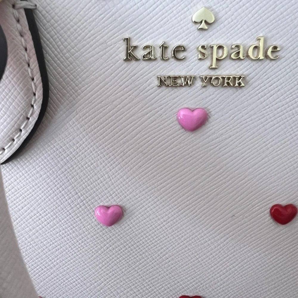 SET🩷 Kate Spade Madison Duffle Crossbody Bag & Wallet Heart Studs Powdered Sugar - Picture 7 of 16